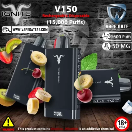 IGNITE - V150 Rechargeable Disposable Vape (15,000 Puffs) - 20 mg / Strawberry Kiwi