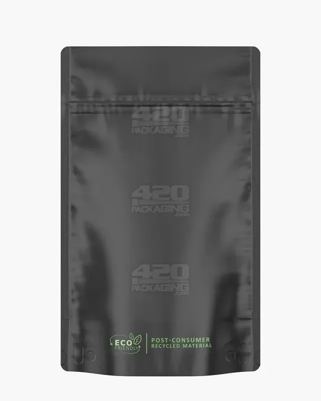 Tamper Evident | Matte Black PCR Mylar Bags (No Tear Notch) | 5in x 8.1in – 14g – 1000 Count