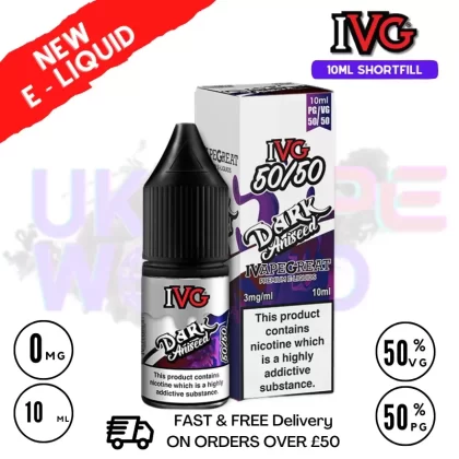 IVG 50/50 Dark Aniseed 10ml E Liquid – ONLY £1.99