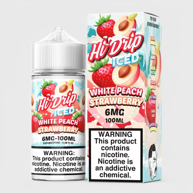 White Peach Strawberry ICED by Hi-Drip – 100mL E-Liquid - Image 2