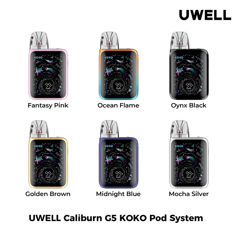 Uwell Caliburn G5 Koko 35W Pod Kit - Fantasy Pink, Golden Brown - Image 3