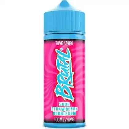 SOUR STRAWBERRY BUBBLEGUM E LIQUID BY BRUTAL 100ML 70VG