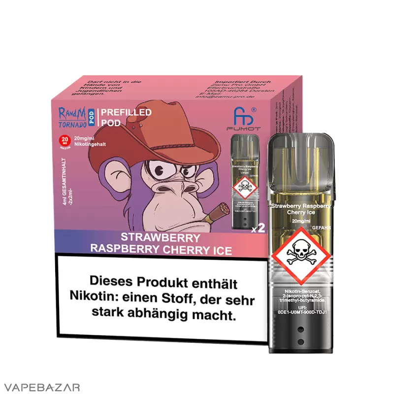 RandM Tornado Pods – Strawberry Raspberry Cherry Ice (2er Pack) - RandM / Erdbeere / Himbeere / Kirsche / ca. 1200 insgesamt / 20mg/ml - Image 3
