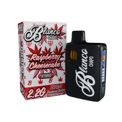 Chapo Blanco THC-A Diamond Batter Vaporizer – 2200mg - Strain#Raspberry Cheesecake (H)>Bruce Banner (S)>Blackberry Kush (I) (9B5DCF)