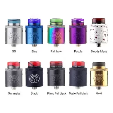 HellVape Drop Dead RDA - Color#Stainless Steel>Gunmetal>Rainbow>Matte Black (White Logo)>Matte FULL Black>Piano Full Black>Purple>Blue>Bloody Mess>Gold