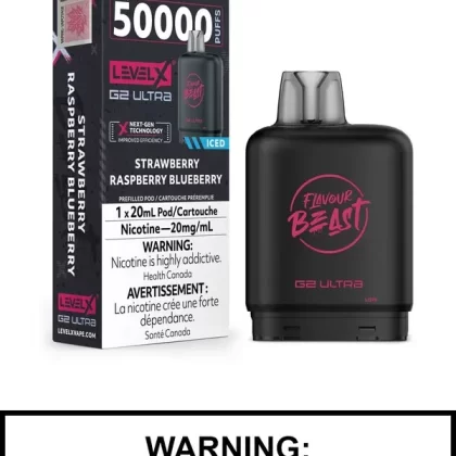 Strawberry Raspberry Blueberry Iced Flavour Beast Level X Ultra Pods