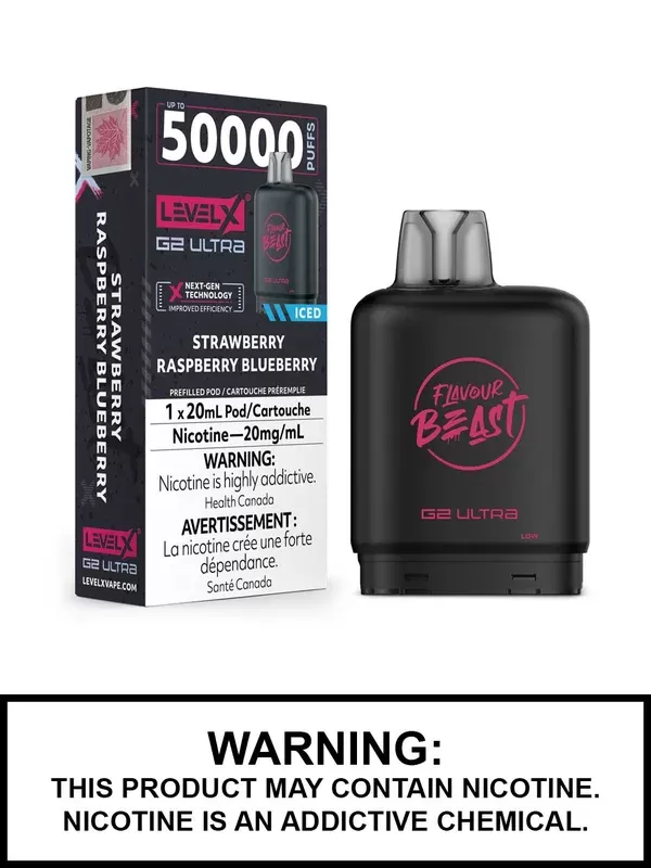 Strawberry Raspberry Blueberry Iced Flavour Beast Level X Ultra Pods