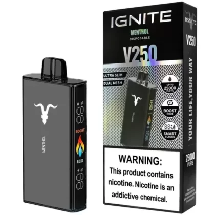 IGNITE V250 Disposable Vape 25000 PUFFS in Dubai UAE - Rechargeable; Aloe Grape Ice, Blueberry Ice