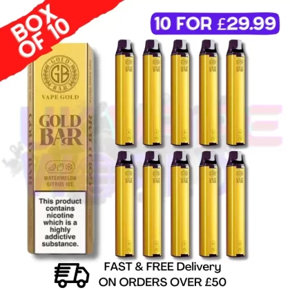 Watermelon Citrus ICE – Gold Bar 600Puff Box of 10