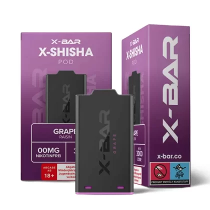 X-Bar – X-Shisha – Pod – Grape (0mg/ml – Nikotinfrei) - X-Bar / Propylenglykol / pflanzliches Glycerin / Aromastoffe