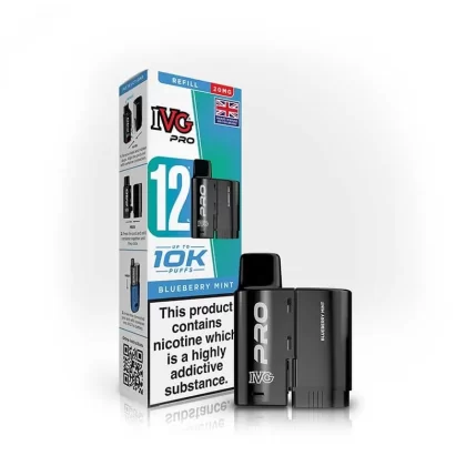 IVG Pro 12 Blueberry Mint Prefilled Vape Pod + Refill - 20mg