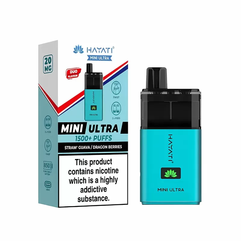 Hayati Mini Ultra 1500 Prefilled Vape Kit - Blackcurrant Lemonade / Straw' Lemonade - Image 3
