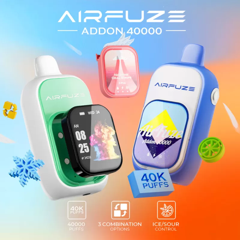AIRFUZE Addon 40K Disposable Device - 40000 Puffs - Addon w/ Nicotine Strip / Mango Peach Ice (Ice Control)