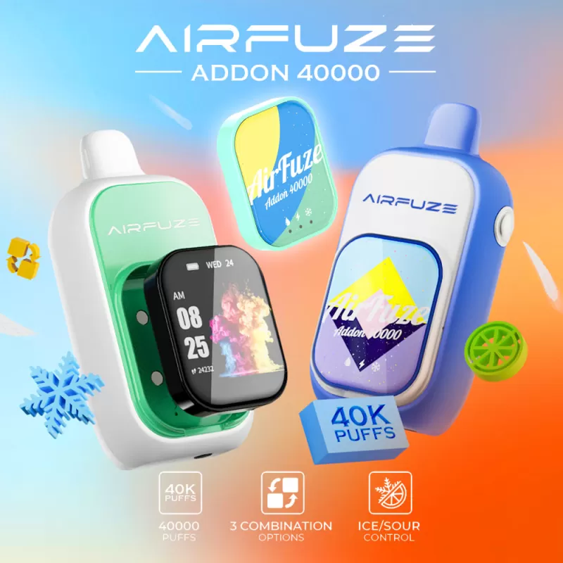 AIRFUZE Addon 40K Disposable Device - 40000 Puffs - Addon w/ Nicotine Strip / Mango Peach Ice (Ice Control) - Image 2