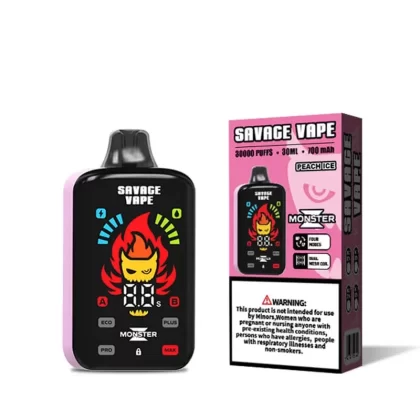 Savage Monster Z 30000 Puffs Disposable Vape - Flavors#Peach Ice>Lime Romance>Cool Mint>Strawberry Banana>Blue Razz Ice>Strawberry Mango>Juicy Watermelon>Strawberry Watermelon>Blue Raspberry (A8915F)