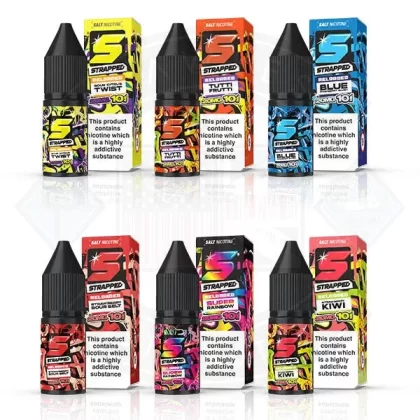 Strapped Reloaded Nic Salt 10ml (20mg) - Blue Raspberry Slush, Bubblegum Drumstick