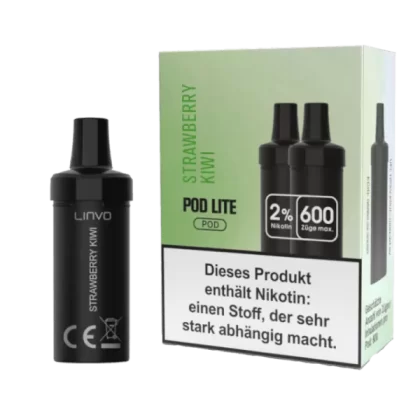 Linvo Pod Lite Cartridge – Strawberry Kiwi – 2er Pack - Linvo Pod Lite / Kiwi / Propylenglykol / pflanzliches Glycerin / Aromastoffe / Nikotin / ca. 600 / 20mg/ml