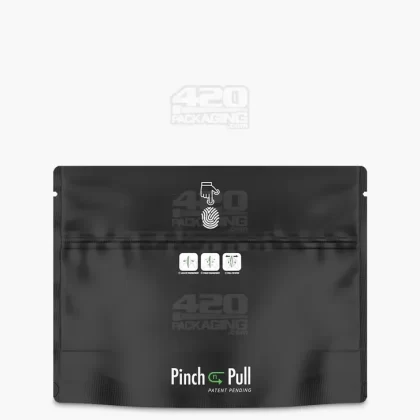Child Resistant & Tamper Evident | Pinch N Pull Matte Black Mylar Bags - Vape Store