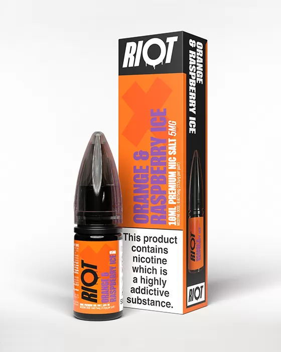 Orange & Raspberry Ice Nic Salt E-Liquid - Riot X - Image 3