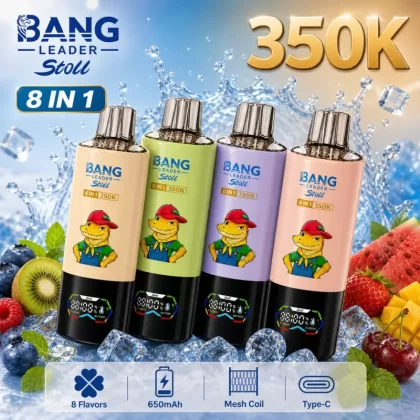 Bang Leader Stoll 350K | 8-in-1 option switch, 350000 puffs, LED display, bulk disposable vape - Aiviouvapes