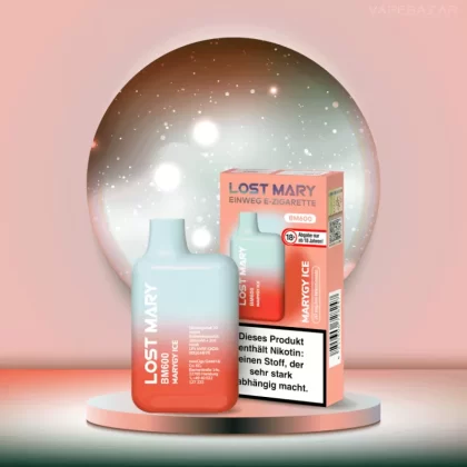 Elf Bar Lost Mary – Marygy Ice - Elf Bar Lost Mary / Energy Drink / Propylenglykol / Glycerin / Aromastoffe / Nikotinsalz / 20mg/ml / 550 mAh / ca. 600