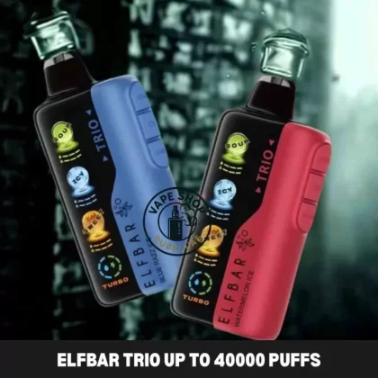 Elfbar trio up to 40000 puffs 50mg nicotine 4 mesh coil Disposable Vape buy in Dubai - Vapeshopdubaiuae