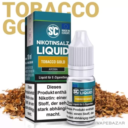 SC Salt Liquid – Tobacco Gold - Propylenglycol, Pflanzliches Glycerin, Nikotinbenzoat, Aroma, Nikotinmalat; 20mg/ml, 10mg/ml; Tabak