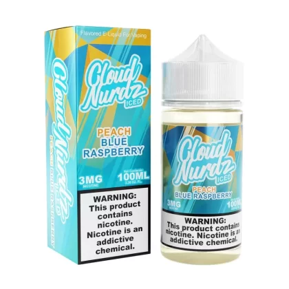 Cloud Nurdz ICED E-Liquid No Nicotine Vape Juice 100ml (Peach Blue Raspberry Iced)