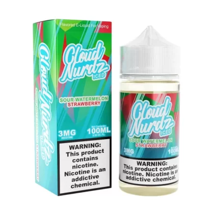Cloud Nurdz Iced Sour Watermelon Strawberry eJuice - Vape Product; Vape Product, Vape Product (F0F75D)