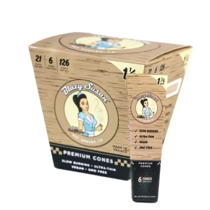 Blazy Susan | Unbleached 1 1/4 Pre Rolled Cones Box of 21