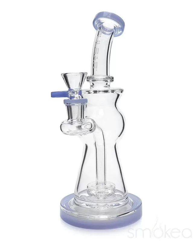 Pulsar 8.5″ Upscale Disc Perc Bong - Color#Green>Purple>Slime Green>Transparent Blue
