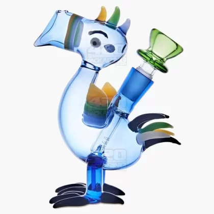 Toucan Doob Loops Glass Water Pipe | 6in Tall – 14mm Bowl – Blue