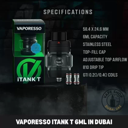 Vaporesso ITank T 6ml In Dubai - Black, Blue (CFF004)