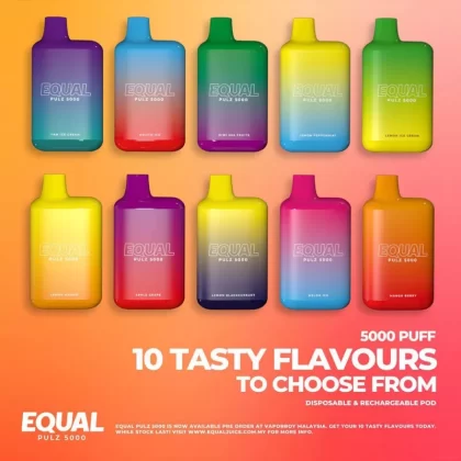 EQUAL PULZ 5000 PUFFS DISPOSABLE VAPE POD - Apple Grape, Kiwi Mix Fruit