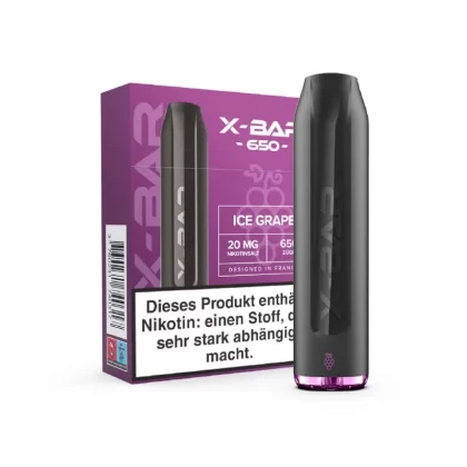 X-BAR Mini – Ice Grape - 500 mAh / Nikotin-Benzoat / Propylenglykol / Aromastoffe / Glycerin