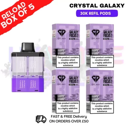 Strawberry Raspberry Cherry Ice Crystal Galaxy 30K Replacement Pods Box Of 5