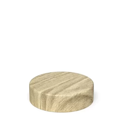 Child Resistant | Smooth Flat Push Down & Turn Plastic Caps w/ Foam Liner | 50mm – Maple Wood – 100 Count