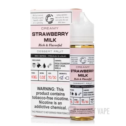 Glas Basix Strawberry Milk Vape e-Liquid 60mL - Vape Product, Vape Product (D8F602)