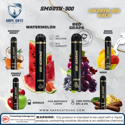 Smooth-500 Gold (1500 MTL & DTL Puffs) - Double Apple