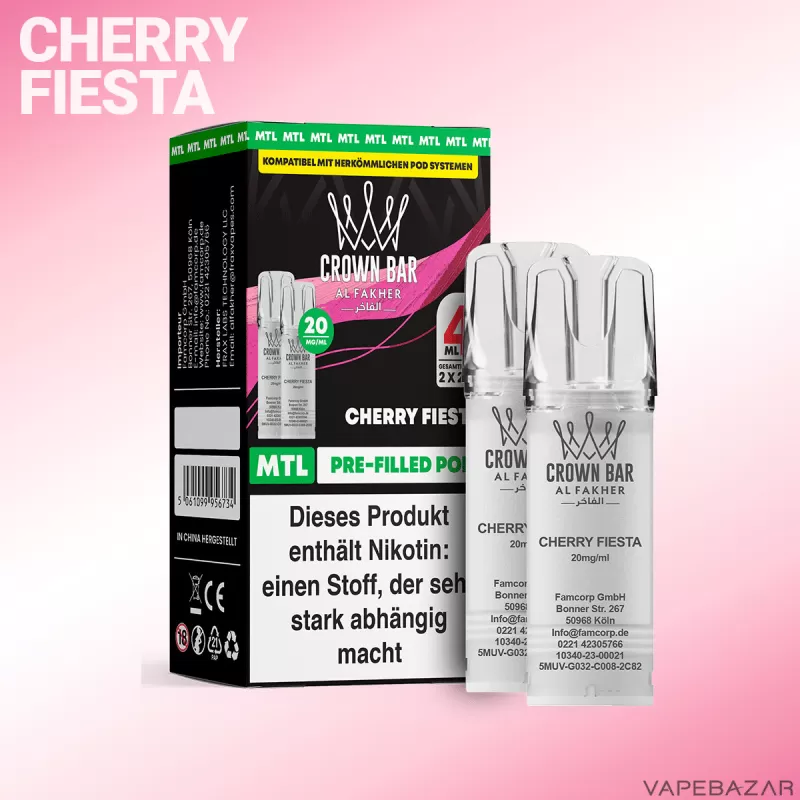 Al Fakher Pods Crown Bar 600 – MTL 20mg – Cherry Fiesta - Kirsche