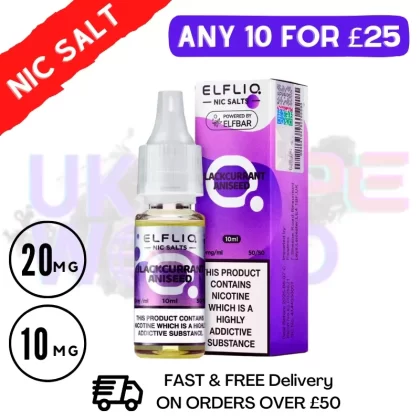 ElfLiq ‘Blackcurrant Aniseed’ Nic Salt 10ML eLiquid