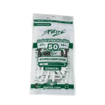 Purize – Conical XTRA Slim Carbon Filters 50 pcs (25 mm length)
