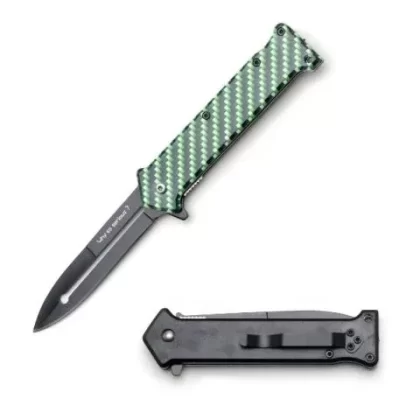 Snake Eye Tactical Spring Assisted Knife – Green Joker Checker