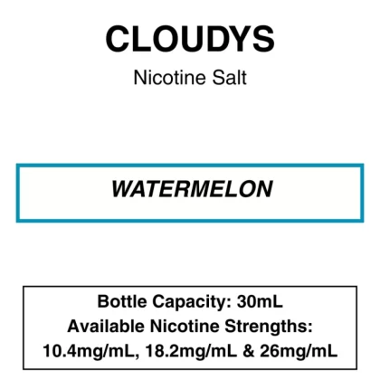 Watermelon – Cloudys Premium E- Liquid – Nic Salt – 30mL