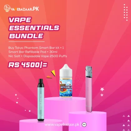 Bundle # 4 Ultimate Quad Offer 🥳 | Tokyo Phantom Smart Bar Kit + Refillable Pod + Nic Salt + Disposable Vape 2500 Puffs for only Rs.4,500
