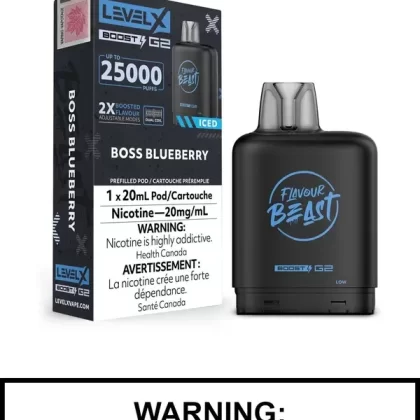 Boss Blueberry Iced Flavour Beast Level X Boost G2 Pods