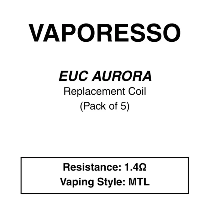 VAPORESSO – EUC Aurora Kit Coils pack of 5 - Vapeys Co Nz