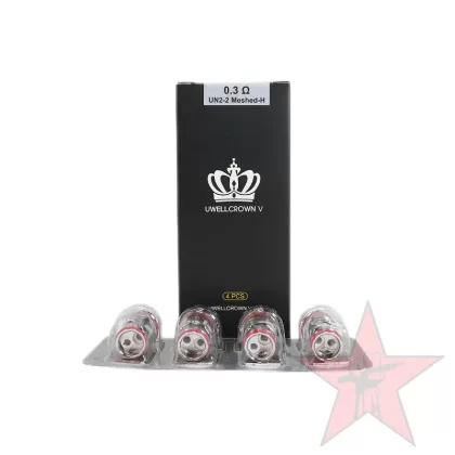 Uwell Crown V Replacement Coils – 4 Pack - 0.23ohm UN2 Single Mesh (65-70W), 0.3ohm UN2-2 Dual Mesh (50-55W)
