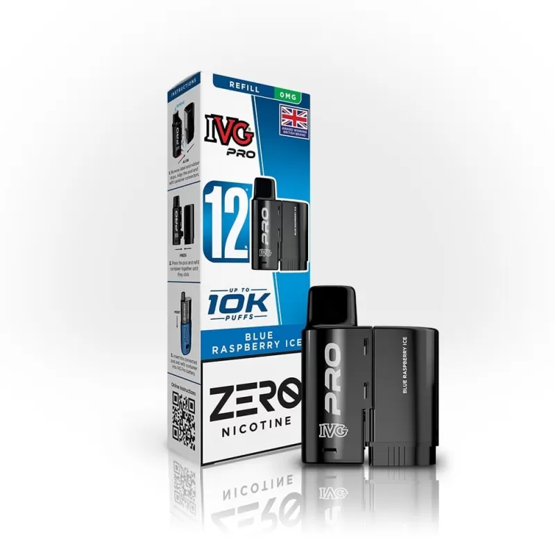 IVG Pro 12 Refill Pods - 0 Nicotine - Blue Raspberry Ice - Box of 5 - Image 2