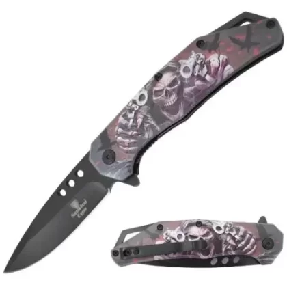 Snake Eye Tactical Spring Assisted Knife – Red Gun Reaper
